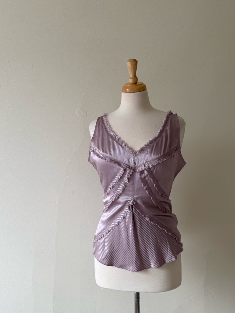 DANIER 100% Silk Blush Mauve Lavender Ruffle Top
